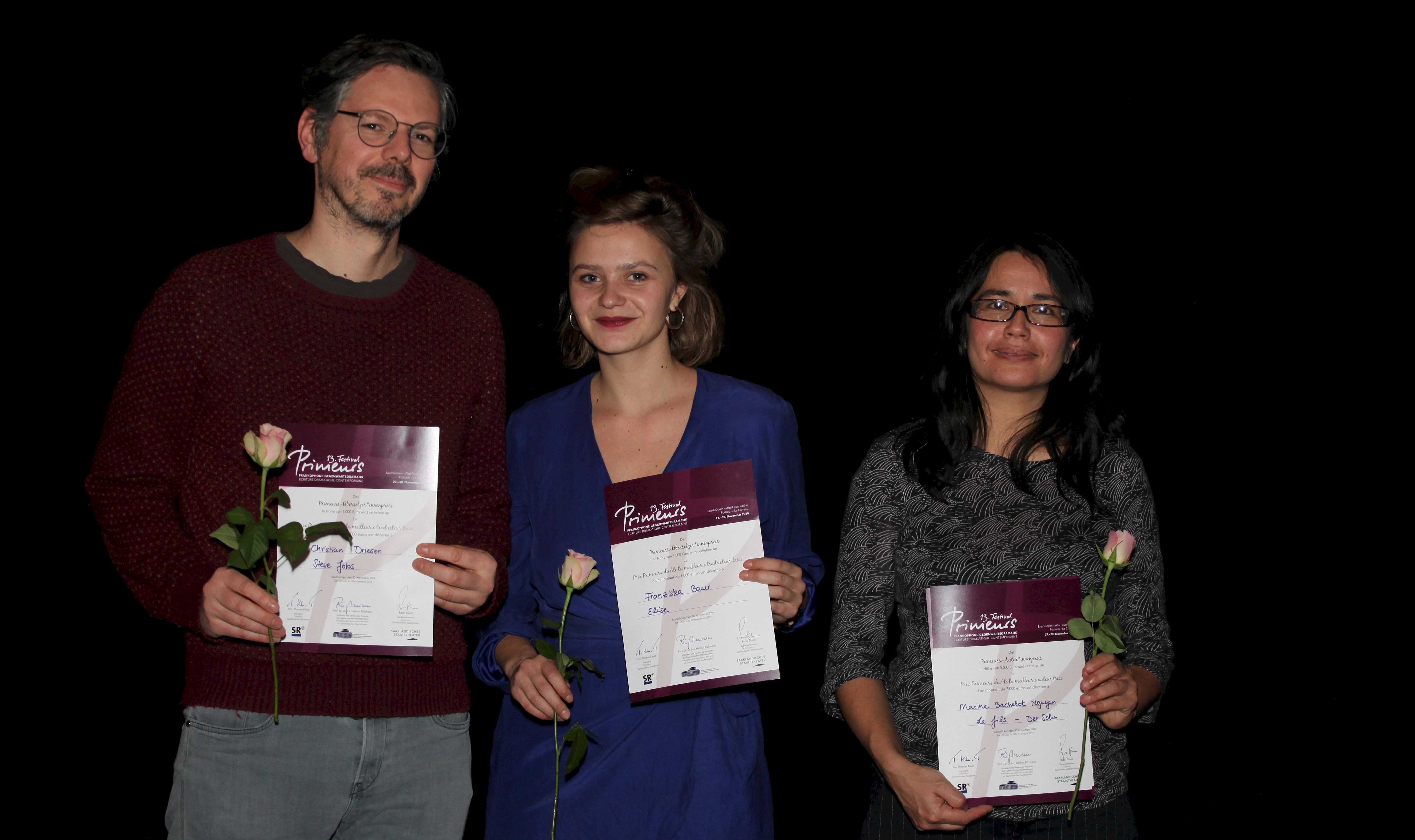 Die PreisträgerInnen Christian Driesen, Franziska Baur, Marine Bachelot Nguyen