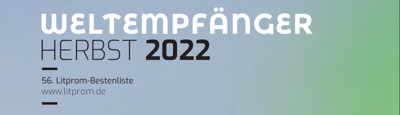 Logo der Weltempfänger-Bestenliste Herbst 2022; Graphik: Litprom